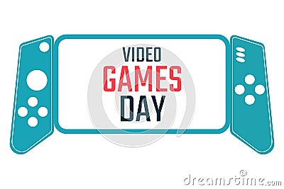 Video Games Day. Holiday concept. Template for background, banner, card, poster with text inscription. Vector EPS10 Vector Illustration