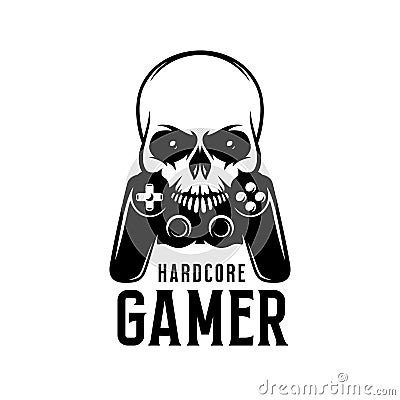 Video games related t-shirt design. Hardcore gamer text. Vector vintage illustration. Vector Illustration