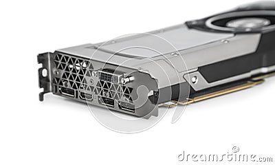 Video Graphics card with powerful GPU on white backgrou Stock Photo