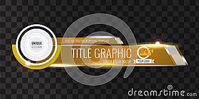 Video headline title or lower third template with flow and bokeh lights effect. Unique banner design for video. Golden Vector Illustration