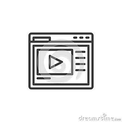 Video hosting website line icon Vector Illustration