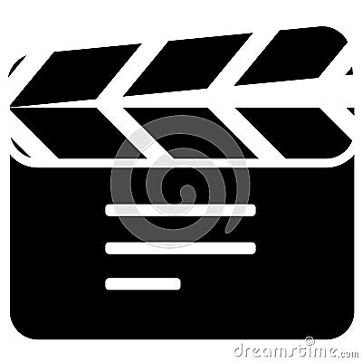 Video Icon cinema. Clapperboard cinema. Style is flat symbol, black color, rounded angles. - Vector Vector Illustration