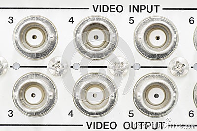 Video input and output plug connector. Stock Photo