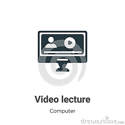 Video lecture vector icon on white background. Flat vector video lecture icon symbol sign from modern computer collection for Vector Illustration