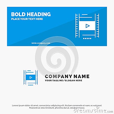 Video, Lesson, Film, Education SOlid Icon Website Banner and Business Logo Template Vector Illustration