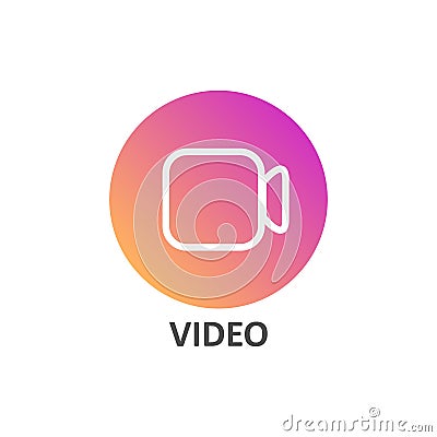 Video linear icon in gradient circle for social media Vector Illustration