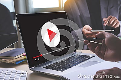 VIDEO MARKETING Audio Video , market Interactive channels , Bu Stock Photo