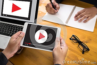 VIDEO MARKETING Audio Video , market Interactive channels , Bu Stock Photo