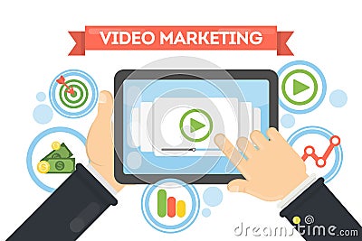 Video marketing concept. Vector Illustration