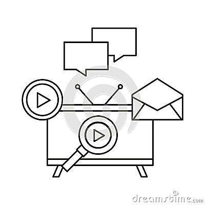 Video marketing flat line icons Vector Illustration