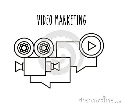 Video marketing flat line icons Vector Illustration