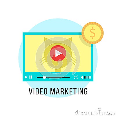 Video marketing and income from popular content Vector Illustration