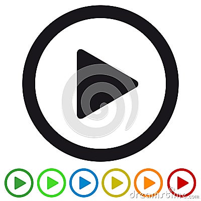 Video Media Play Button Flat Icon For Apps And Websites - Colorful Vector Illustration - Isolated On White Stock Photo