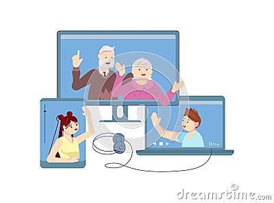 Video meeting in isolation period Stock Photo