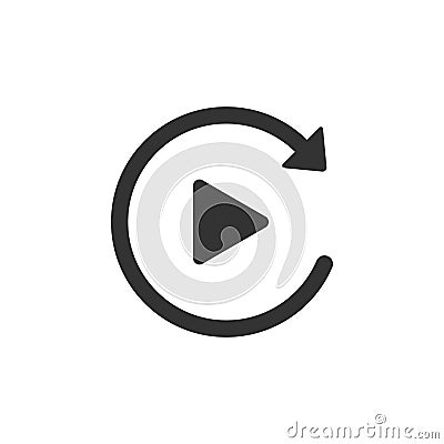 Video play button like simple replay icon isolated Vector Illustration