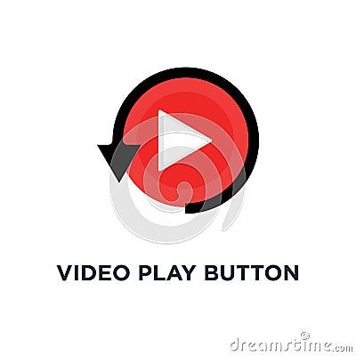 video play button like simple replay icon, symbol style trend modern red logotype graphic design concept of watching on streaming Vector Illustration