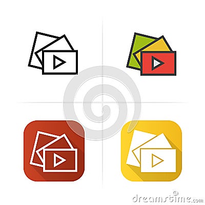 Video play icon. Flat design, linear color styles. vector illustrations. Vector Illustration