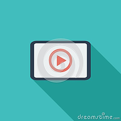 Video player flat icon. Vector Illustration