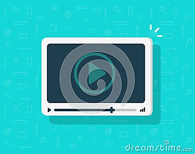 Video player icon vector, flat cartoon media player symbol isolated clipart Vector Illustration