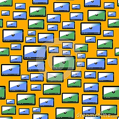 Video Player Seamless Pattern Vector Illustration