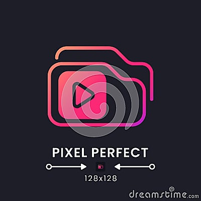 Video playlist pink solid gradient desktop icon on black Vector Illustration