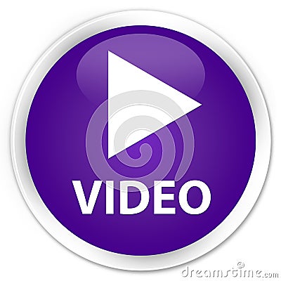 Video premium purple round button Cartoon Illustration