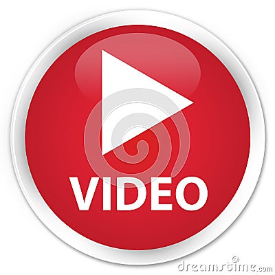 Video premium red round button Cartoon Illustration