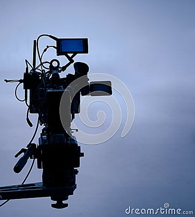 Video production behind the scenes. Making of TV commercial movie Stock Photo