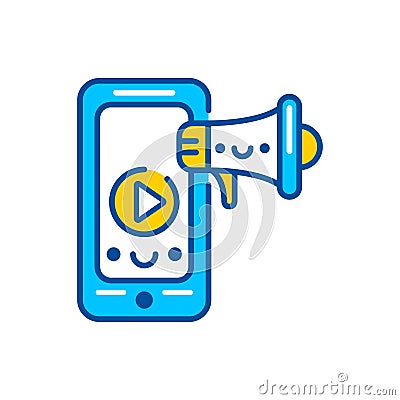 Video promotion color icon. Custom video content. Sign for web page, mobile app, button, logo. Vector isolated element. Editable Vector Illustration