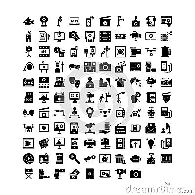 Video shoot and shooting equipment Vector icons pack every single icon can easily modify or edit Stock Photo