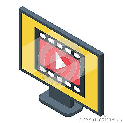 Video subscription icon, isometric style Vector Illustration