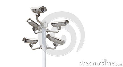 Video surveilance camera on pole isolated Stock Photo