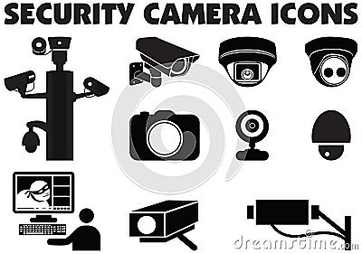 Video surveillance security cameras graphic illustration. Vector Illustration