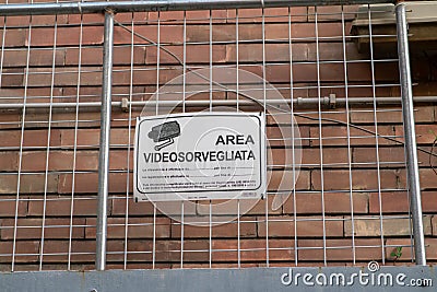 video surveillance signs, sign compliant with the law for the declaration of video surveillance area in safety for privacy Editorial Stock Photo