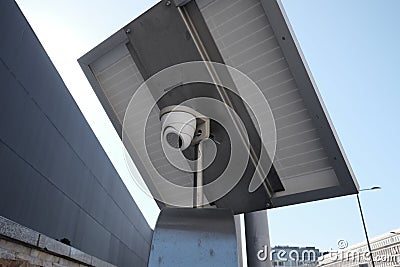 Video surveillance system with solar charge Stock Photo