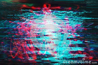 Video technology glitch background as wallpaper or tech related graphic design backdrop element Stock Photo