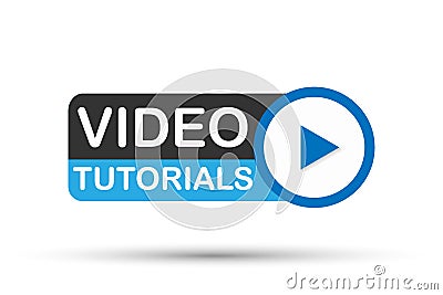 Video tutorial icon on white background. Vector stock illustration. Vector Illustration