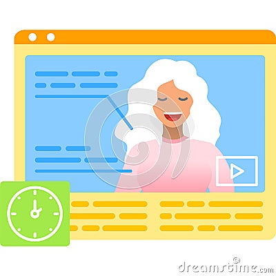 Video tutorial icon woman teaching online vector Vector Illustration