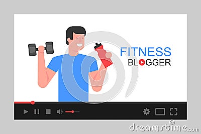 Athletic man blogger Vector Illustration