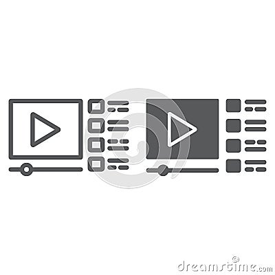 Video tutorials line and glyph icon, education and school, online streaming website sign vector graphics, a linear icon Vector Illustration