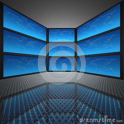 Video wall with screens Stock Photo
