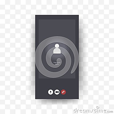 Videocall User Interface. Video chat screen template. Online chat with avatar and buttons for mobile, computer, laptop Vector Illustration