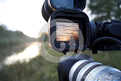 A videocamera filming river Stock Photo