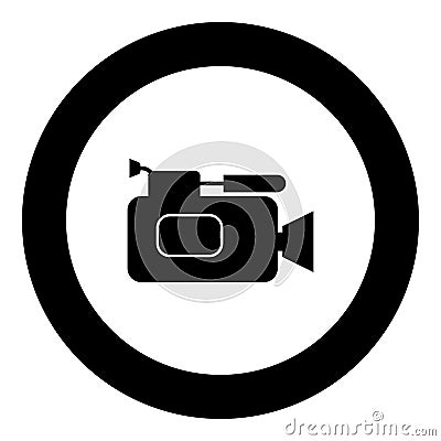 Videocamera icon black color in circle Vector Illustration