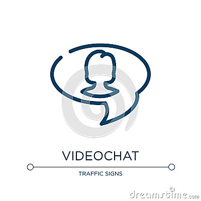 Videochat icon. Linear vector illustration from communication and connectivity collection. Outline videochat icon vector. Thin Vector Illustration
