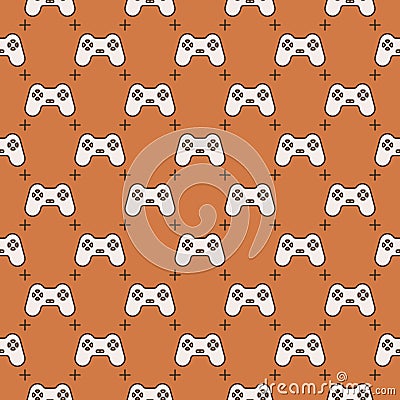 Videogame Controller vector Computer Gamepad colored retro seamless pattern Stock Photo