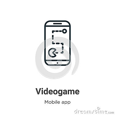 Videogame outline vector icon. Thin line black videogame icon, flat vector simple element illustration from editable mobile app Vector Illustration