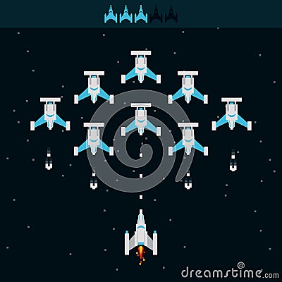 Videogame spaceship alien Vector Illustration