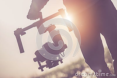 Videographer with Gimbal Stock Photo