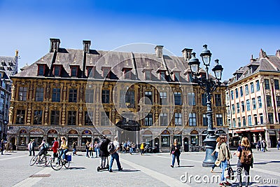 Vieille Bourse in Central Square, Lille, France Editorial Stock Photo